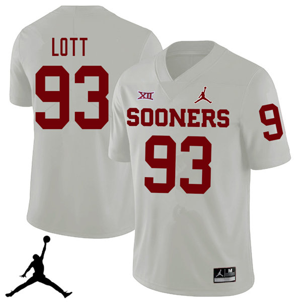 Jordan Brand Men #93 Tyreece Lott Oklahoma Sooners 2018 College Football Jerseys Sale-White - Click Image to Close